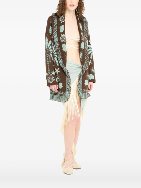  Alanui Echoes Of The Island Fringed Cardi-coat - Brown 