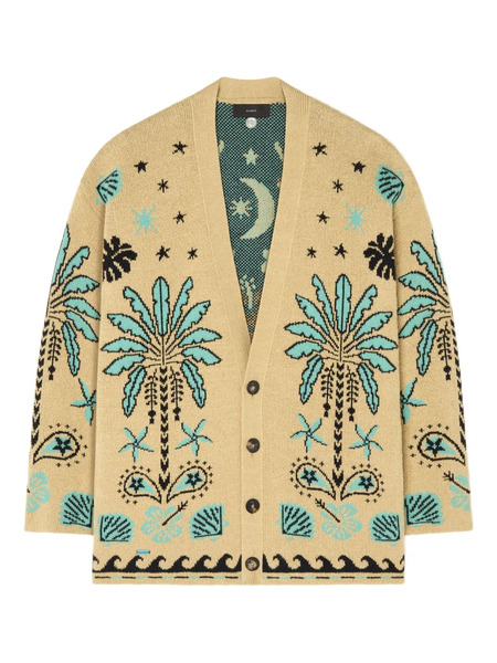  Alanui Echoes Of The Island Palm-tree Cardigan - Neutrals 