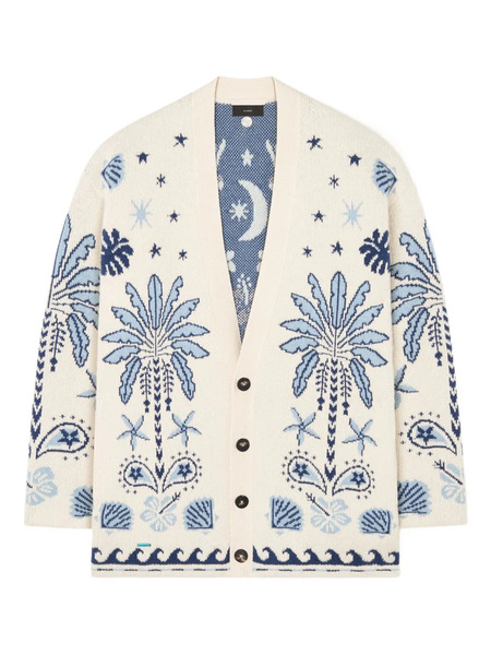  Alanui Echoes Of The Island Palm-tree Cardigan - Neutrals 