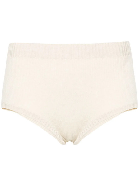  Alanui Finest High-waist Ribbed Shorts - Neutrals 