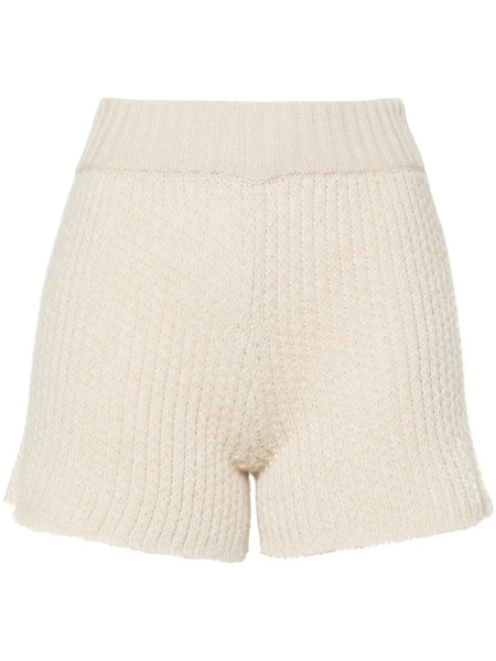  Alanui Finest Ribbed-knit Shorts - Neutrals 