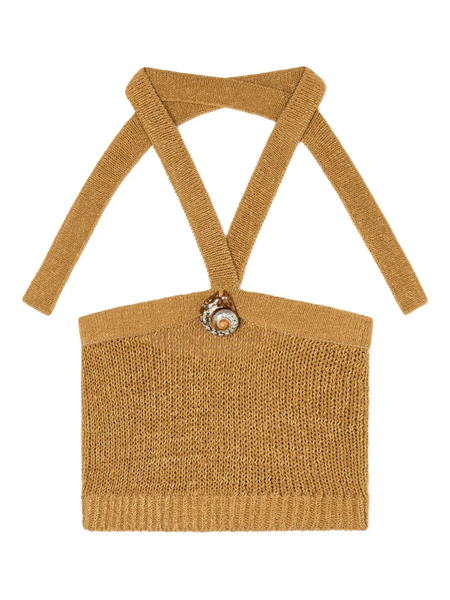  Alanui Halterneck Embellished Tank Top - Brown 