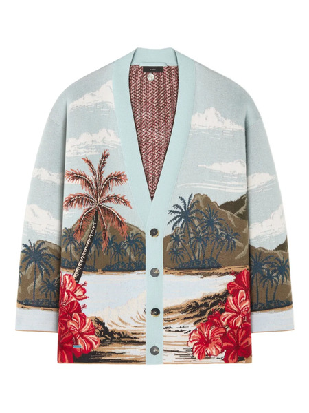  Alanui Hidden Bay Tropical-print Cardigan - Blue 
