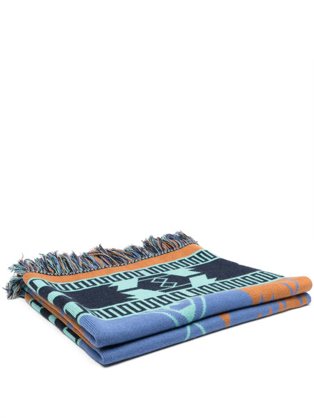  Alanui Icon-jacquard Blanket (210cm X 120cm) - Blue 