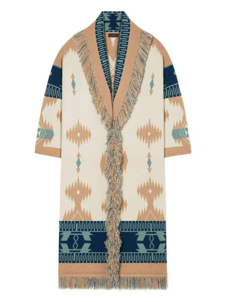  Alanui Icon Jacquard Fringed Cardi-coat - Neutrals 