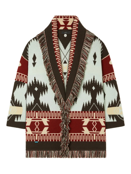  Alanui Icon Jacquard Fringed Cardigan - Blue 