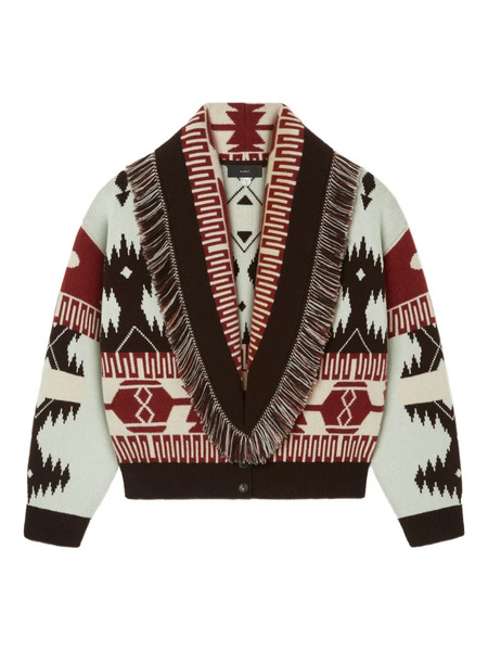  Alanui Icon Jacquard Fringed Cardigan - Neutrals 