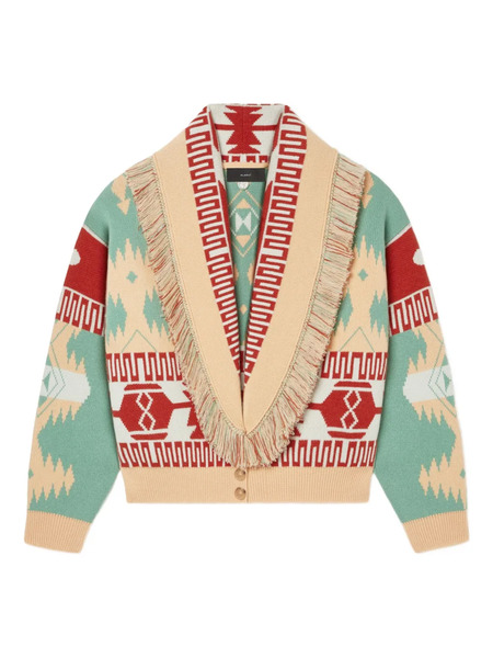  Alanui Icon Jacquard Fringed Cardigan - Neutrals 