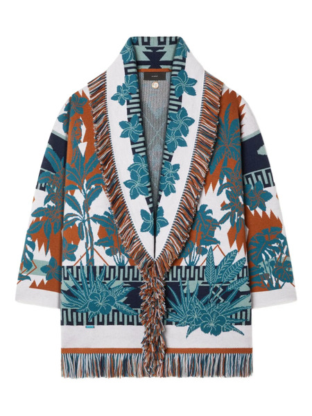  Alanui Island Soul Fringed Floral Cardigan - Blue 