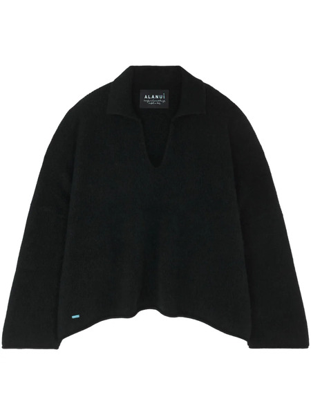  Alanui Knitted Cashmere-blend Polo Shirt - Black 
