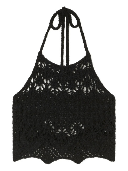  Alanui Lagoon Romance Crochet Halterneck Top - Black 