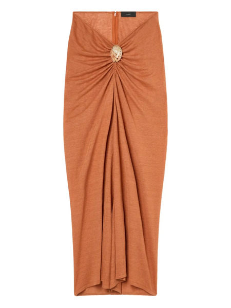  Alanui Mermaid Inside Gathered Midi Skirt - Orange 