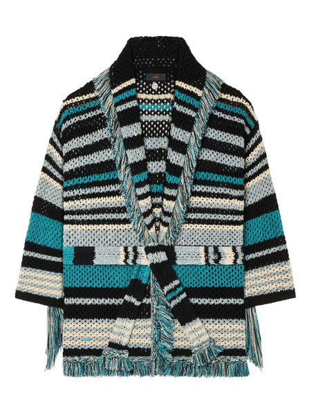  Alanui Ocean Stripes Fringed Cardigan - Blue 
