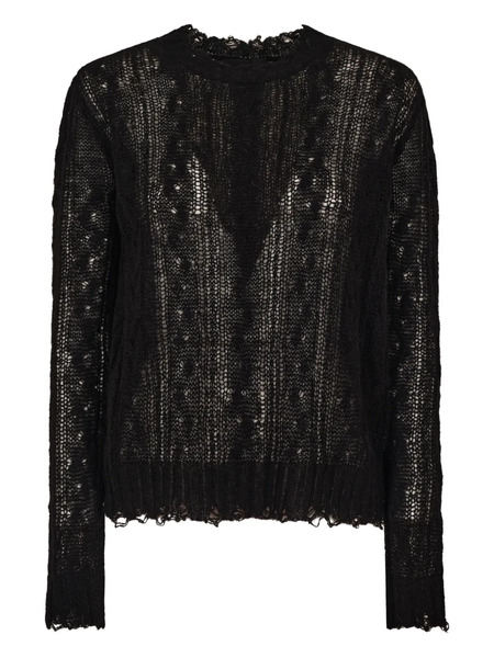  Alanui Open-work Ruffled Jumper - Black 