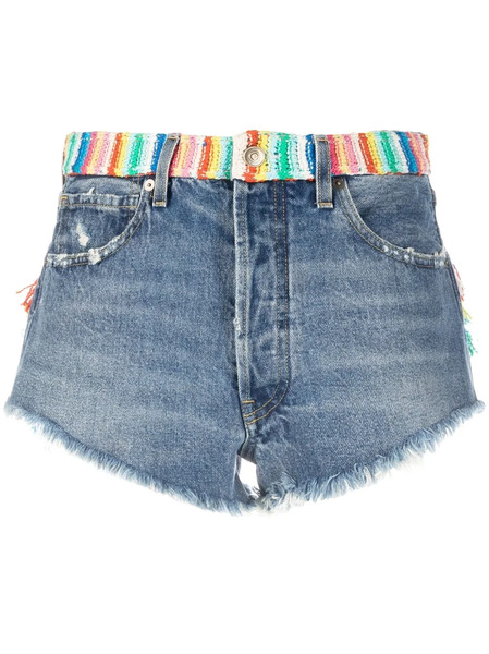  Alanui Over The Rainbow Denim Shorts - Blue 