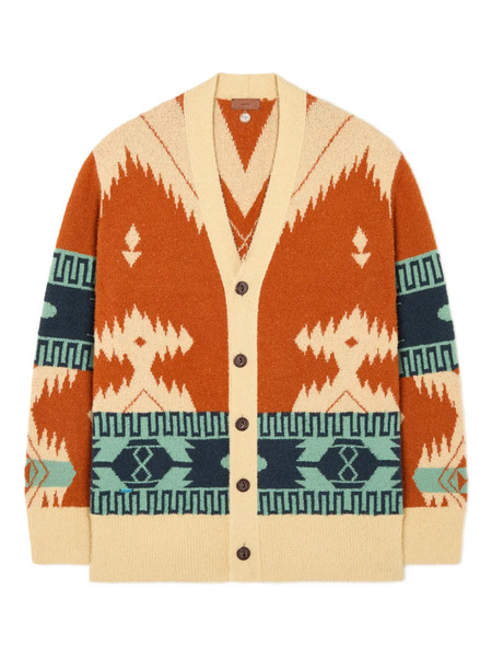  Alanui Patterned Button Cardigan - Orange 