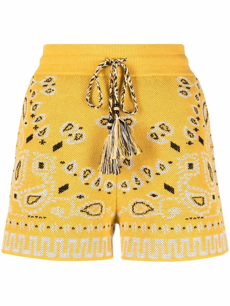  Alanui Pique Bandana-print Shorts - Yellow 