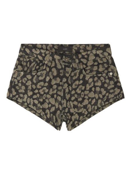  Alanui Seattle Jungle Leopard-print Denim Shorts - 0717-ardesia-dark Dust 