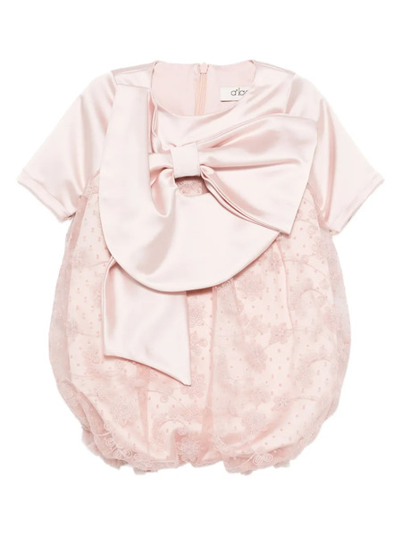  Alapage Bow-embellished Lace-trim Romper - Pink 