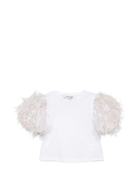  Alapage Fringed-sleeve T-shirt - White 