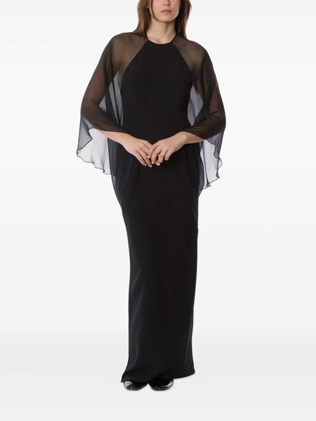  Alberta Ferretti Chiffon Cape Gown - Black 