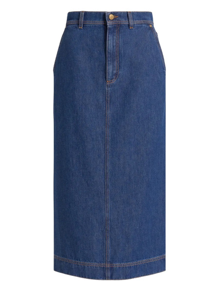  Alberta Ferretti Contrast-stitching Midi Skirt - Blue 