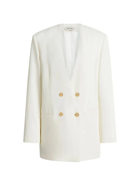  Alberta Ferretti Double-breasted Gold-button Jacket - Neutrals 