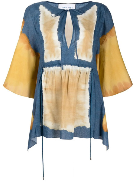  Alberta Ferretti Draped Sleeves Cotton Tunic - Blue 