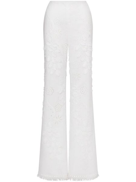  Alberta Ferretti Embroidered Palazzo Pants - White 
