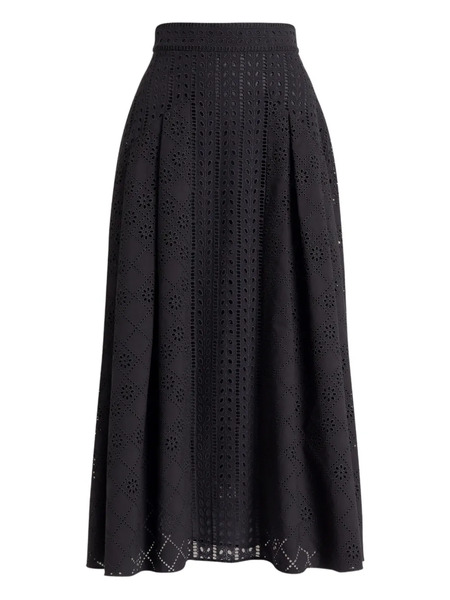  Alberta Ferretti Eyelet Midi Skirt - Black 