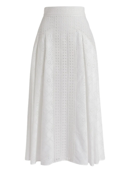  Alberta Ferretti Eyelet Midi Skirt - White 