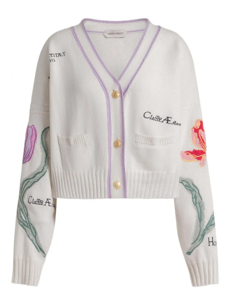  Alberta Ferretti Floral Embroidered Cardigan - Neutrals 