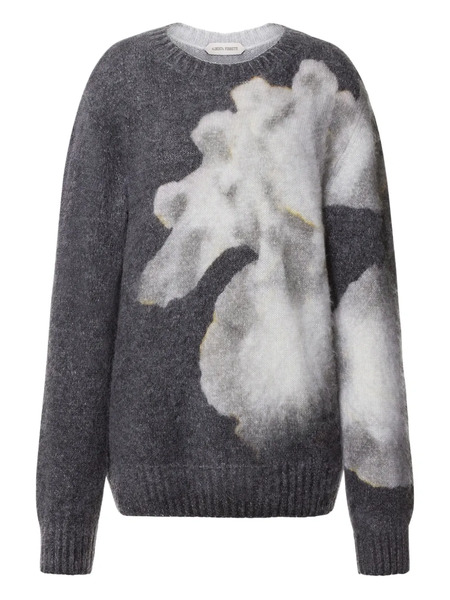 Alberta Ferretti Floral-intarsia Knit Sweater - Grey 