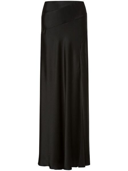  Alberta Ferretti Fluted Satin Maxi Skirt - Black 