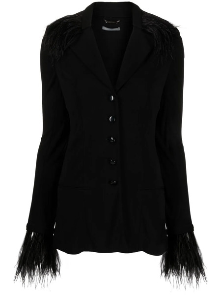  Alberta Ferretti Goose-feather Trim Button-up Jacket - Black 