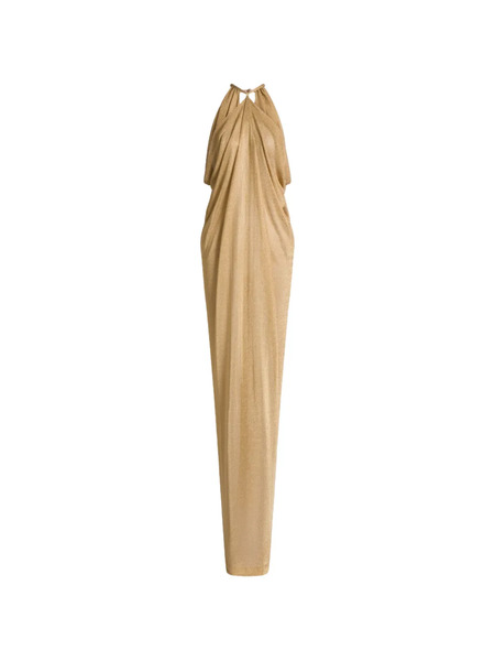  Alberta Ferretti Halterneck Draped Maxi Dress - Gold 