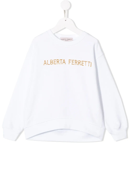  Alberta Ferretti Kids Embellished Logo Sweatshirt - White 