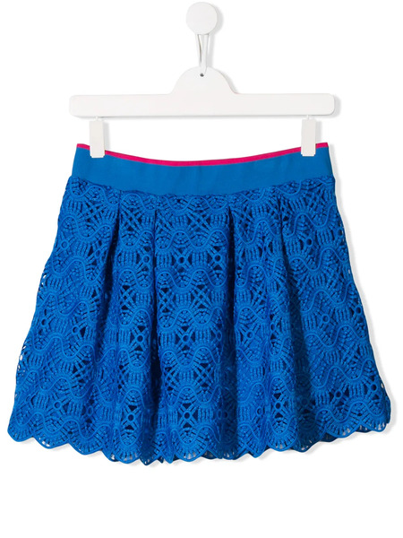  Alberta Ferretti Kids Embroidered Pleated Skirt - Blue 