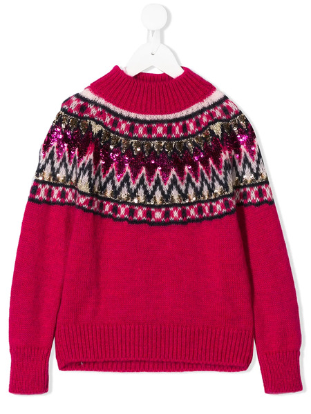  Alberta Ferretti Kids Sequin Embroidered Jumper - Pink 