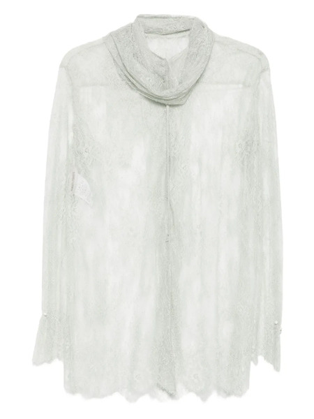  Alberta Ferretti Lace High-neck Top - Grey 