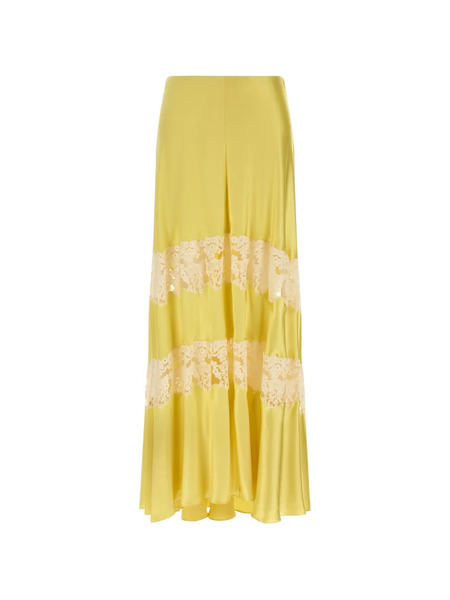  Alberta Ferretti Lace Insert Skirt - Yellow 