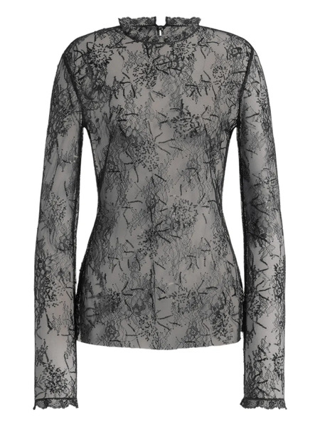  Alberta Ferretti Lace Sequin Blouse - Black 