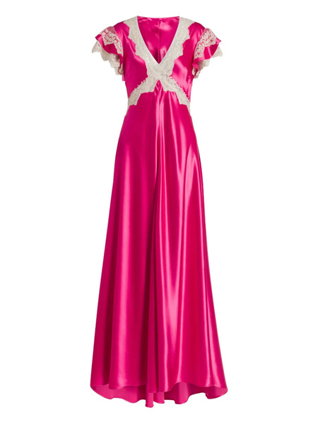  Alberta Ferretti Lace-trim Maxi Dress - Pink 