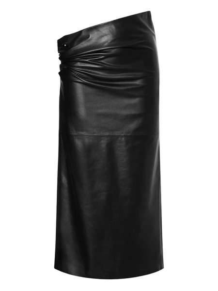  Alberta Ferretti Leather Midi Skirt - Black 
