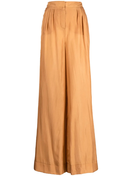  Alberta Ferretti Long-line Silk Palazzo Pants - Brown 