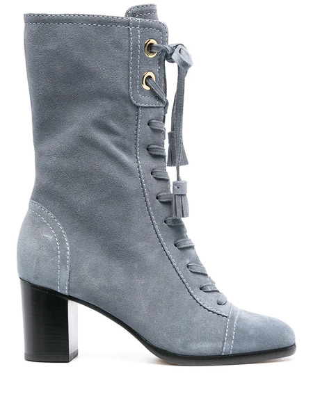  Alberta Ferretti 65mm Lace-up Boots - Blue 