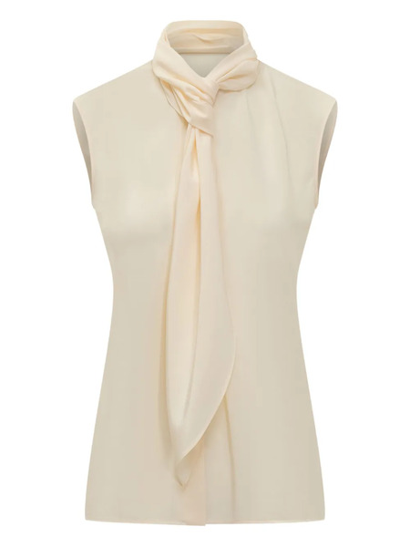  Alberta Ferretti Neck-tie Sleeveless Shirt - Neutrals 