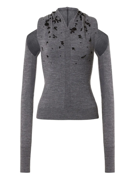  Alberta Ferretti Off-shoulder Virgin-wool Sweater - Grey 