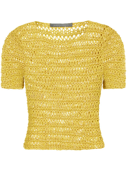  Alberta Ferretti Open-knit T-shirt - Yellow 