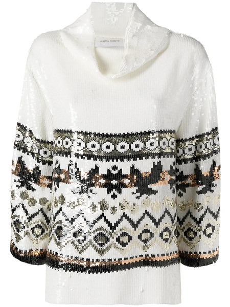  Alberta Ferretti Patterned Sequin Jumper - White 